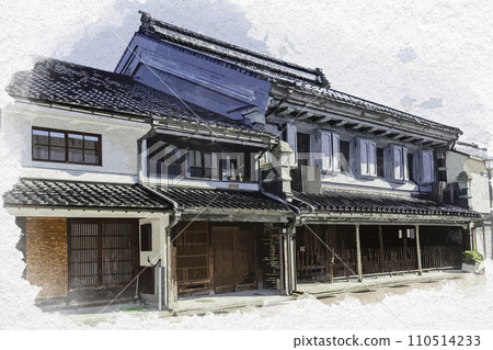 水彩風格，高岡，山町筋街景，富山縣高岡市卡卡奎家族住宅 110514233