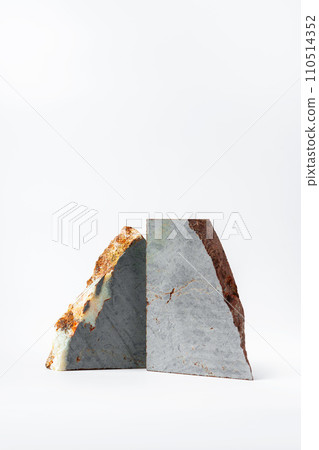 Piece of granite stone isolated on white background 110514352