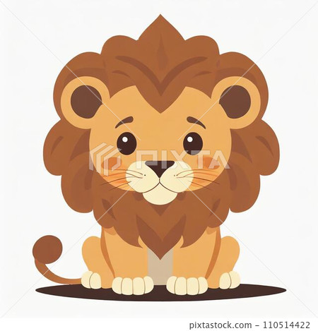 一隻可愛的獅子，有著可愛的鬃毛，面朝前坐著[AI圖像] 110514422
