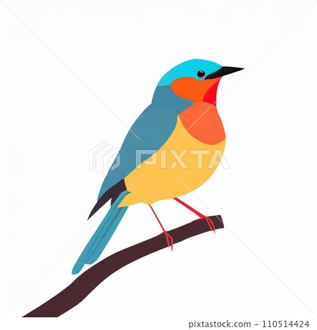 五顏六色的小鳥棲息在樹枝上 [AI 圖片] 110514424