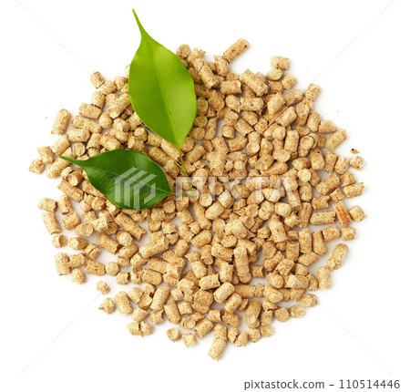 Wooden filler for cat litter box isolated on white background 110514446