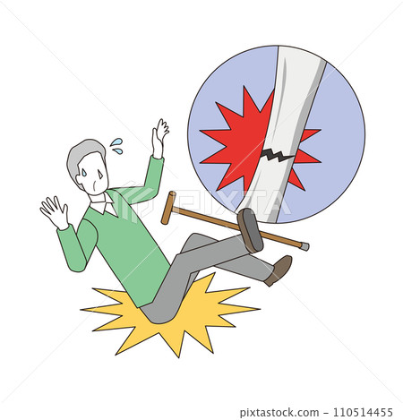 An elderly man who falls and fractures 110514455