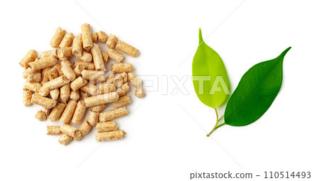 Wooden filler for cat litter box isolated on white background 110514493