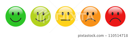 3D Rating Emojis set in different colors with shine. Feedback emoticons collection. Excellent, good, neutral, bad and very bad emojis. Flat icon set of rating and feedback emoji icons. 3D Rating Emojis set in different colors with shine. Feedback emoticons collection. Excellent, good, neutral, bad and very bad emojis. Flat icon set of rating and feedback emoji icons. 110514718