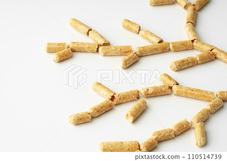 Wood pellets biofuel isolated on white background Wood pellets biofuel isolated on white background 110514739