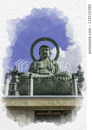 Watercolor style Takaoka Great Buddha Takaoka City, Toyama Prefecture Watercolor style Takaoka Great Buddha Takaoka City, Toyama Prefecture 110515360