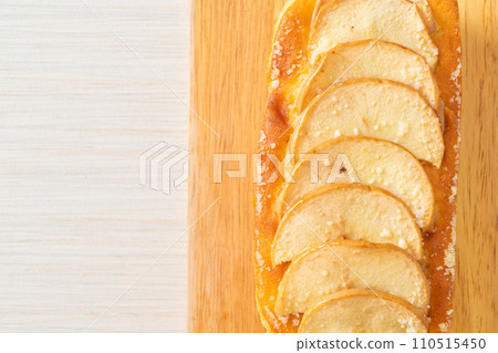 apple loaf crumbled on wood board 110515450