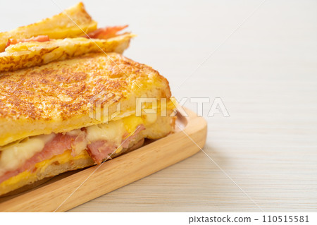 French toast ham bacon cheese sandwich 110515581