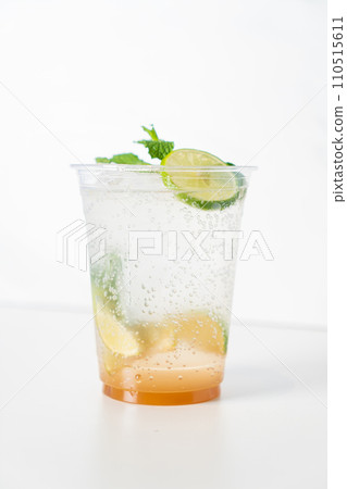 virgin mojito with lime in glass virgin mojito with lime in glass 110515611