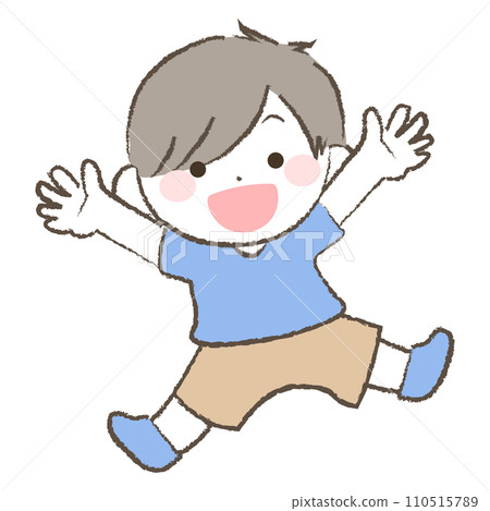 Illustration of a cheerful boy jumping 1 110515789