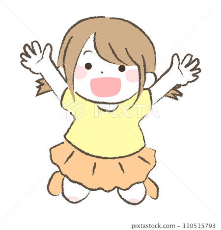 Illustration of a cheerful girl jumping 2 Illustration of a cheerful girl jumping 2 110515793