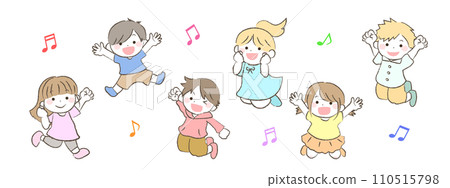Illustration of cheerful children jumping 1 110515798