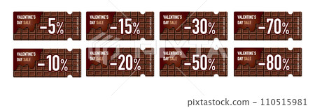 Coupon vector design set 2 of various discount rates for dark chocolate that can be used for Valentine's Day sale Coupon vector design set 2 of various discount rates for dark chocolate that can be used for Valentine's Day sale 110515981