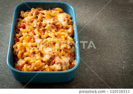 homemade macaroni bolognese with cheese homemade macaroni bolognese with cheese 110516311