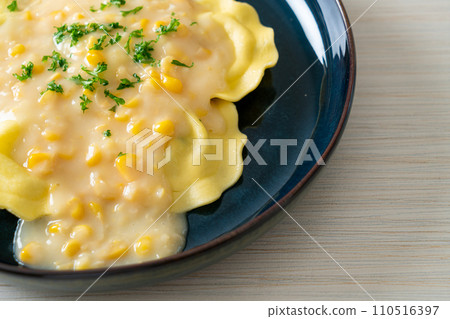 ravioli pasta with corn cheese sauce 110516397