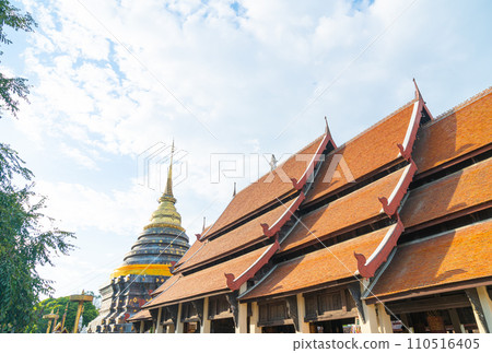 beautiful architecture at Pra That Lampang Luang in Thailand 110516405