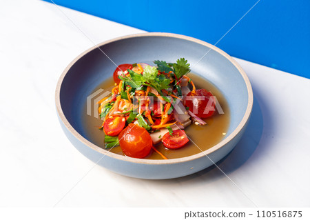Salted egg yolk spicy salad and pork sausage Salted egg yolk spicy salad and pork sausage 110516875
