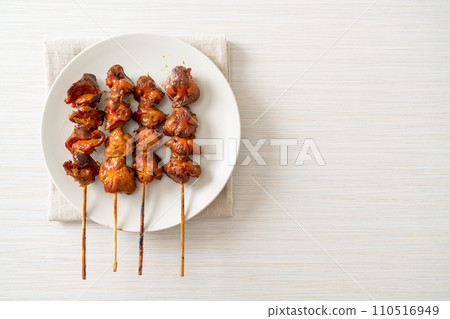 grilled chicken gizzard skewer yakitori serve in izakaya style 110516949