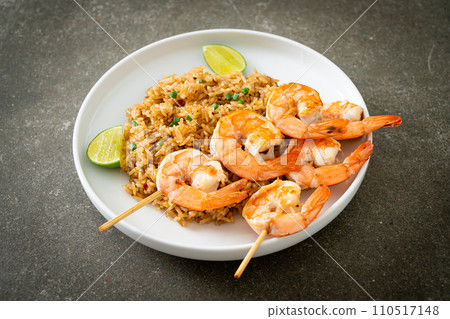 fried rice with shrimps skewers fried rice with shrimps skewers 110517148
