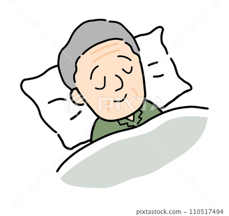 Senior man sleeping on a futon Senior man sleeping on a futon 110517494