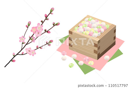 Hinamatsuri Hinamatsuri and peach blossom illustration 110517797