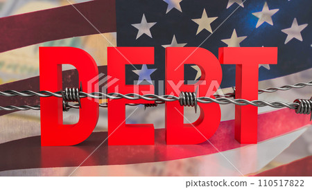 The debt on America  flag background for business concept 3d rendering. 110517822