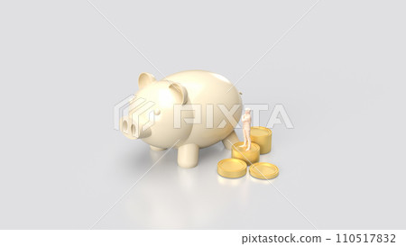 The piggy bank and coins for saving or business concept 3d rendering. The piggy bank and coins for saving or business concept 3d rendering. 110517832