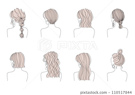 各種髮型和女性髮型 各種髮型和女性髮型 110517844