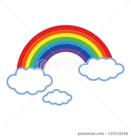 Illustration of a vivid rainbow arch hanging over the clouds 110518198