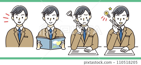Set of students studying Men and women Junior high school students High school students Illustration material Set of students studying Men and women Junior high school students High school students Illustration material 110518205