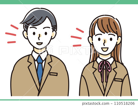 Students who greet with enthusiasm Male and female Junior high school students High school students Illustration material 110518206
