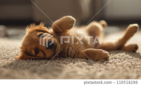 Cute puppy lying in the room (Generative AI) 110518298