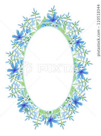Hand drawn watercolor abstract periwinkle, daisy and bluebell flowers frame border isolated on white background. Can be used for cards, album, poster and other printed products. Hand drawn watercolor abstract periwinkle, daisy and bluebell flowers frame border isolated on white background. Can be used for cards, album, poster and other printed products. 110518344