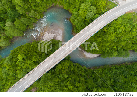 aerial view of the road bridge across the Moraca river 110518752