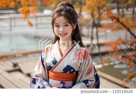 Beautiful long-sleeved kimono, Noshi pattern, Japanese “AI generated image” Beautiful long-sleeved kimono, Noshi pattern, Japanese “AI generated image” 110519220