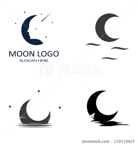 full moon and half moon logo, using logo vector icon concept design and symbol illustration full moon and half moon logo, using logo vector icon concept design and symbol illustration 110519425