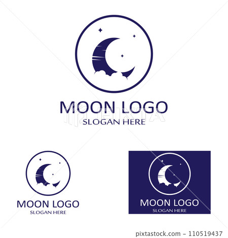 full moon and half moon logo, using logo vector icon concept design and symbol illustration 110519437