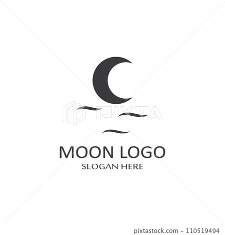 full moon and half moon logo, using logo vector icon concept design and symbol illustration 110519494