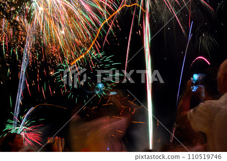 Night view and countdown of Patong Beach, Phuket, Thailand 110519746