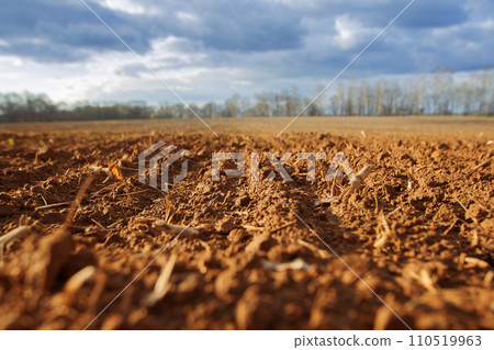 Plowed land before winter. Agricultural grounds. Agriculture. Plowed land before winter. Agricultural grounds. Agriculture. 110519963