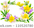 Watercolor style freesia frame 110520780
