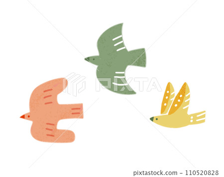 Cute vector illustration of hand-drawn birds flying in the sky 110520828