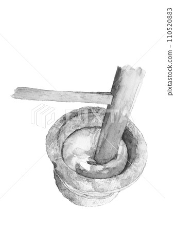 水彩、白色背景、透明背景繪製的年糕的單調剪圖插圖 110520883