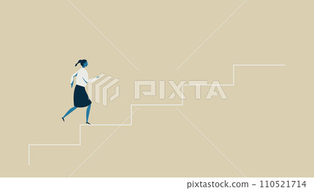 5 A woman climbing a level of stairs. 110521714