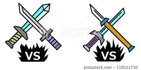 Illustrations of confrontations with swords and swords used in confrontations and duels Illustrations of confrontations with swords and swords used in confrontations and duels 110521730