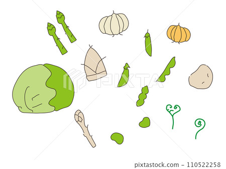 Spring vegetables hand drawn illustration set Spring vegetables hand drawn illustration set 110522258