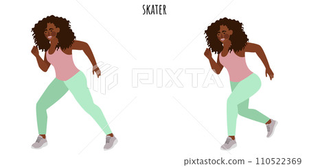 Young woman doing skater exercise Young woman doing skater exercise 110522369