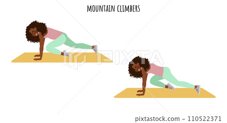 Young woman doing mountain climbers exercise 110522371