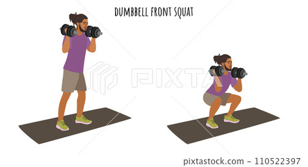 Asian young man dumbbell front squat exercise 110522397