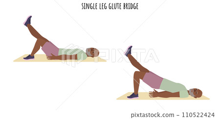 Senior man doing single leg glute bridge exercise 110522424